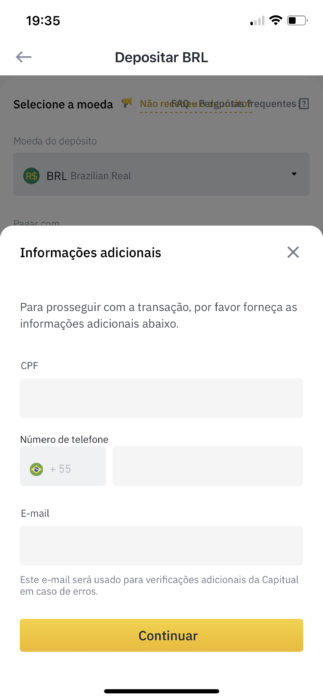 Depósito Fiat informações adicionais