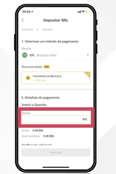 Depósito Fiat inserir o valor
